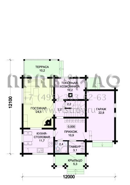 Проект деревянного дома с гаражом S7-157(1-22)