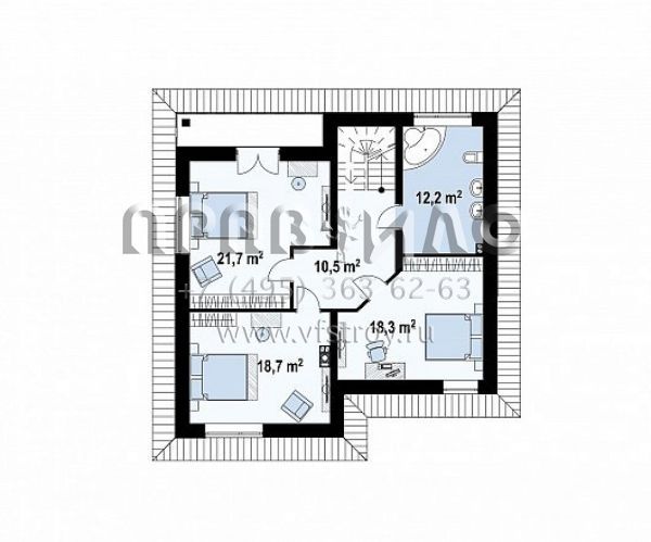 Проект современного двухэтажного коттеджа с балконом и многоскатной кровлей S3-166-14 (Zz1 pk)