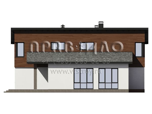 Проект современного загородного дома с отделкой штукатуркой и деревом S7-181 (5-08.1)