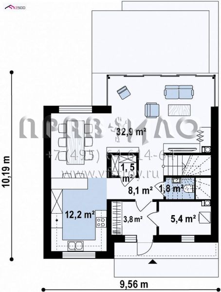 Проект стильного квадратного в плане двухэтажного дома S3-121-5 (Zx90)