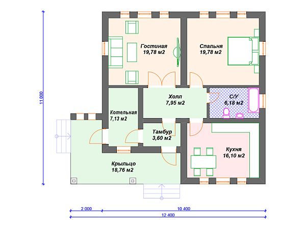 Проект одноэтажного дома S4-99 (К-230)