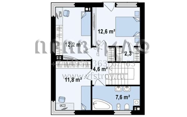 Проект двухэтажного минималистичного коттеджа с плитным перекрытием S3-102 (Zx51 pk)