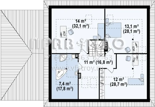 Проект многокомнатного одноэтажного дома с встроенным гаражом S3-272-2 (Z84 GL)