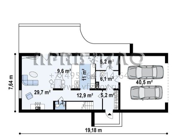 Проект современного дома с отделкой графитовой галькой  S3-198-4 (ZX40)