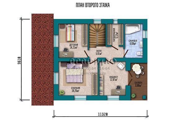 Проект класического двухэтажного коттеджа с балконом S2-184 (273-184-2)