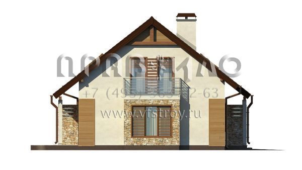 Проект коттеджа с пристроенным к правому фасаду гаражом S3-149-2 (Z102 GP)