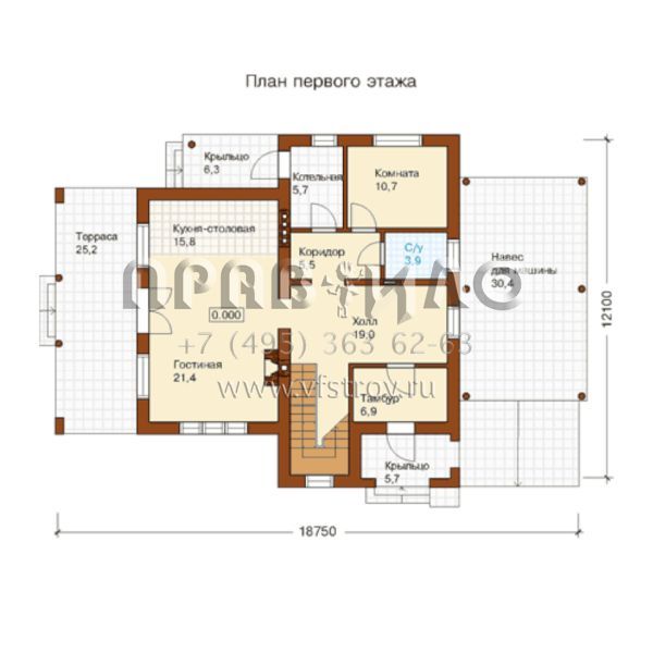 Проект коттеджа с лаконичной архитектурой фасадов S6-192(K-192-1P)