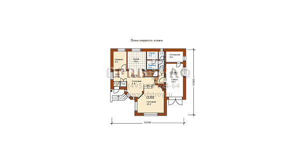 Проект двухэтажного дома из кирпича  F-169-1K