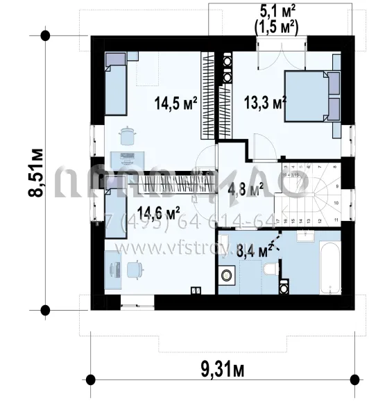Проект красивого загородного дома с камином на террасе S3-112-10 (Z3)