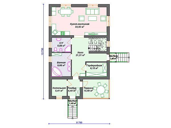 Проект каменного дома для узкого участка S4-170 (К-261)