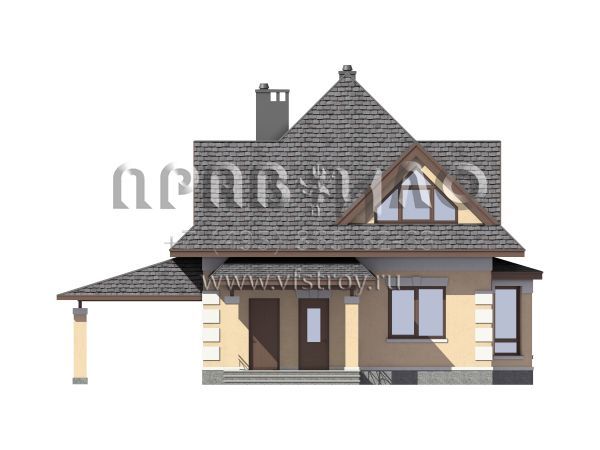 Экономичный загородный дом с навесом для автомобиля S7-116 (3-13c)