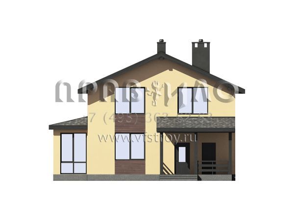 Двухэтажный дом из газобетона с большой террасой на втором этаже S7-178 (3-62а)