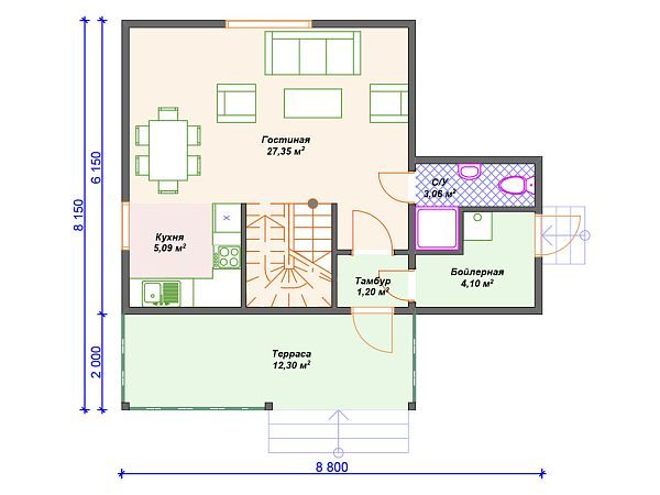 Проект каркасного дома с 3 спальнями S4-83 (И-063)