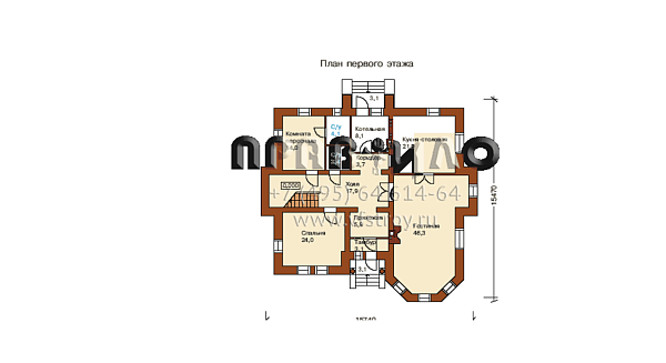 Проект классического двухэтажного загородного коттеджа L-301-1K
