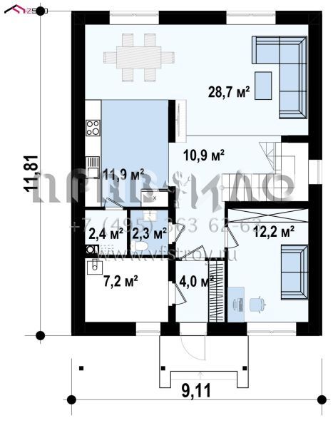 Проект классического двухэтажного дома с четырехскатной крышей S3-157-8 (zx24 a v1)