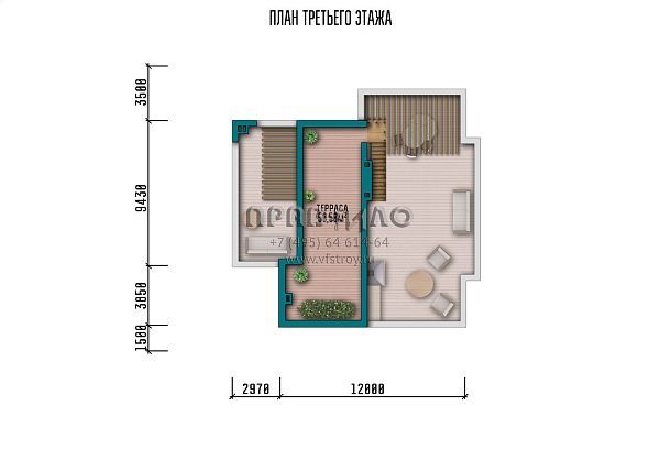 Проект двухэтажного дома в стиле хай тек с плоской эксплуатируемой крышей S2-318 (039-318-2)