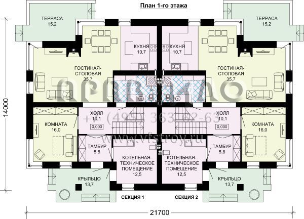 Проект современного таунхауса S7-414 (3-45-2)