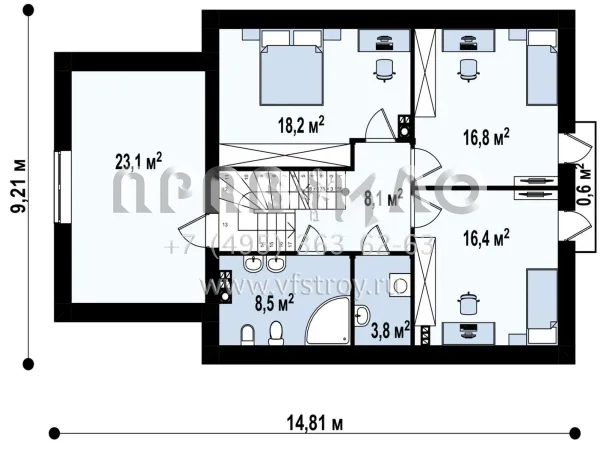 Проект комфортабельного загородного дома с камином S3-194-2 (Z92 GL)