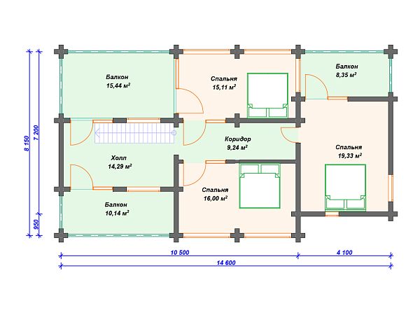 Проект дома с плоской крышей с 3 спальнями S4-214 (ДС-031)
