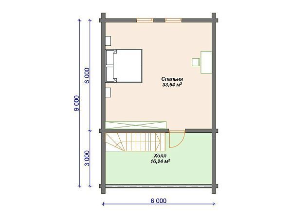 Проект деревянного дома из бревна 6 на 9 м с террасой S4-97 (ДО-096)