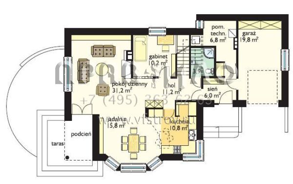 Проект мансардного частного дома S8-256 (Просторный)