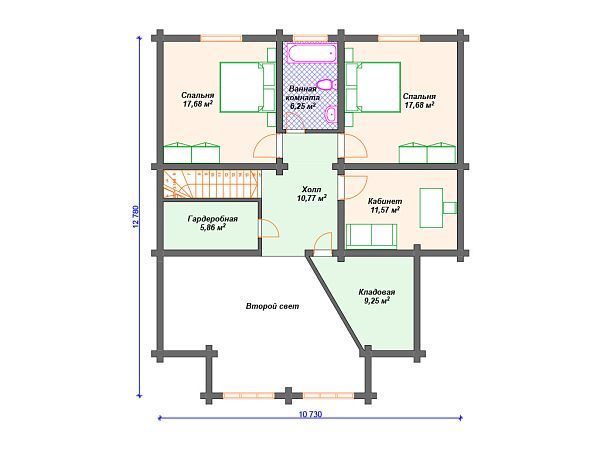 Проект комбинированного дома с мансардой S4-277 (А-026)