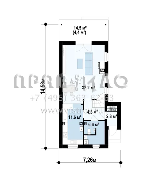 Проект загородного коттеджа для узкого участка S3-112-9 (Z25)