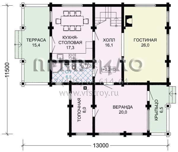 Проект великолепного бревенчатого дома S7-193 (1-30)