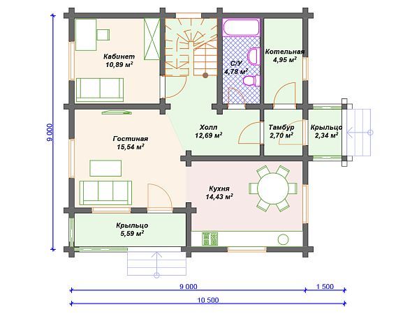 Проект деревянного дома с мансардой S4-141 (ДС-137)