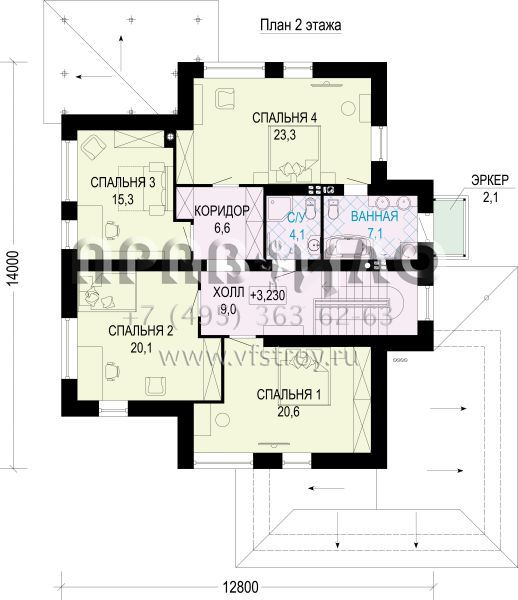 Проект двухэтажного газобетонного дома с подвалом S7-388 (3-45b.1P)