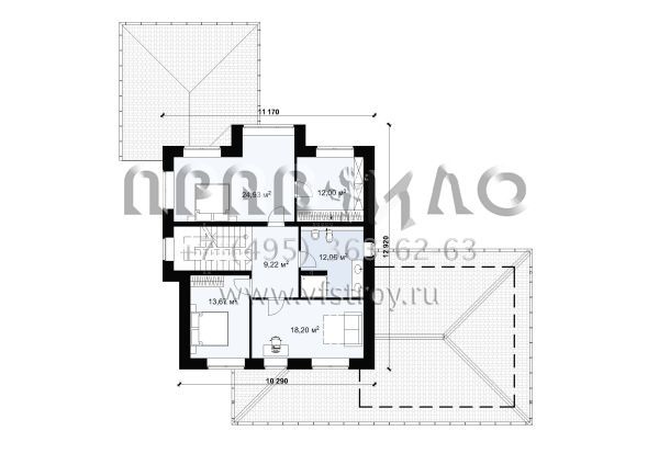 Проект двухэтажного дома с гаражом на две машины в стиле Райт S-234