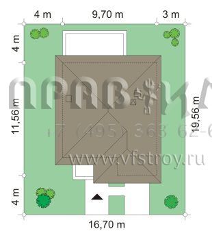 Проект дома из керамоблоков с окнами в пол S8-206-2 (Титан)