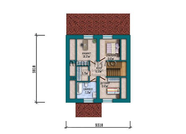 Проект небольшого дома с мансардным этажом и просторной кухней-гостиной с выходом на крытую террасу S2-134 (351-134-1М)