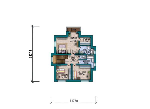 Проект выразительного двухэтажного дома с подвалом и балконом в стиле Райт S2-303 (372-303-2П)