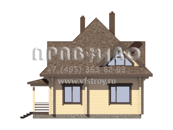 Проект дома из бруса с шатровой крышей S7-126 (1-37)