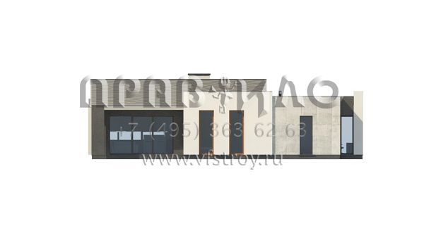 Проект одноэтажного дома в стиле хай-тек с гаражом и с террасой s3-152-2 (Zx56)