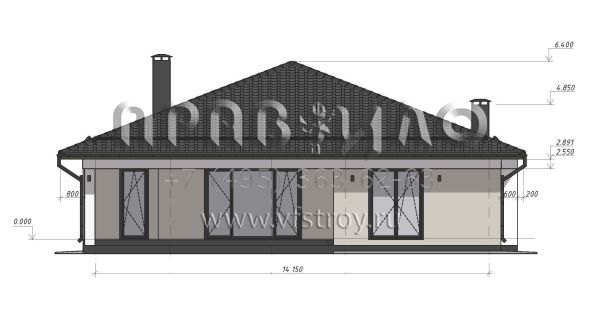 Проект одноэтажного дома с гаражом на две машины  S-192
