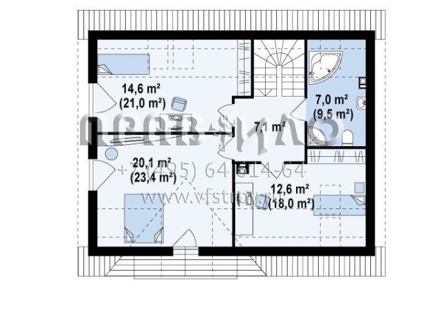 Проект дома с мансардой для узкого земельного участка  S3-157-1 (Z128)