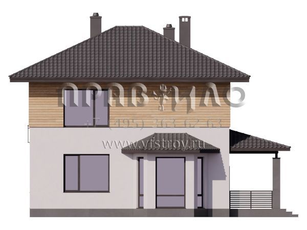 Проект двухэтажного дома с эркером s7-136 (3-46b)