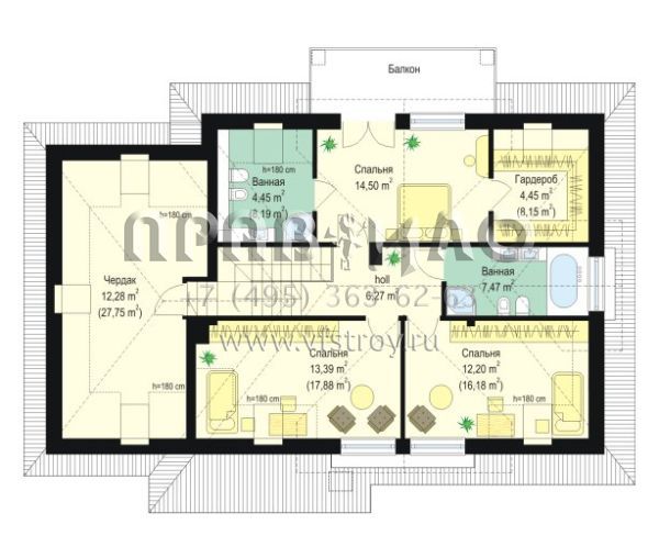 Проект загородного коттеджа с пристроенным гаражом  S8-228-1 (Габрик)