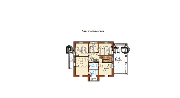 Дом в классическом стиле с двумя полноценными этажами и пристроенным гаражом L-307-1K