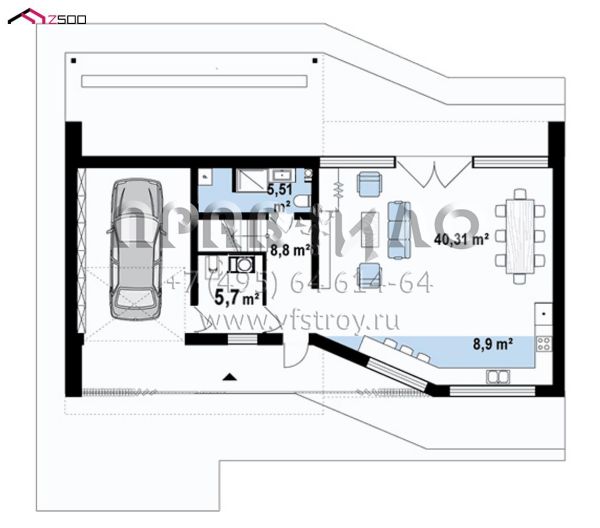 Проект стильного хайтек дома с большой террасой на крыше на втором уровне S3-165-8 (zx205)