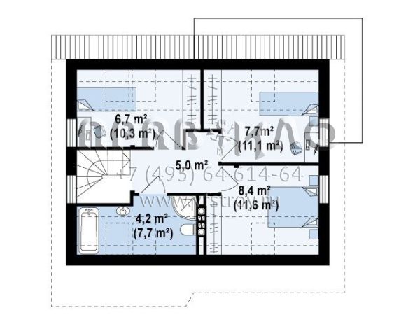 Проект частного дома с мансардой для двоих  S3-92 (Z212)