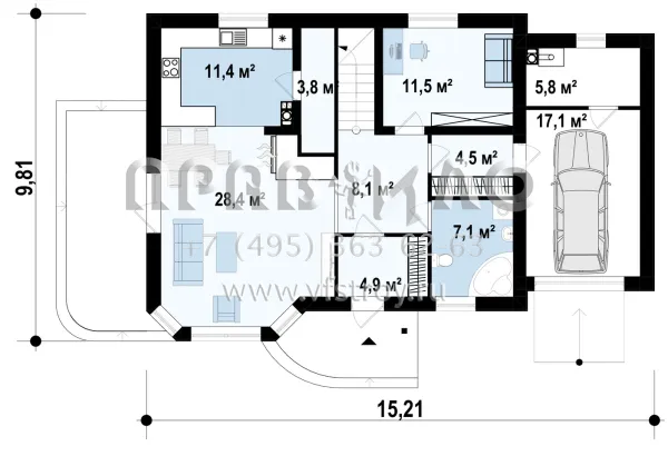 Проект современного функционального дома с камином S3-179-3 (Z117)