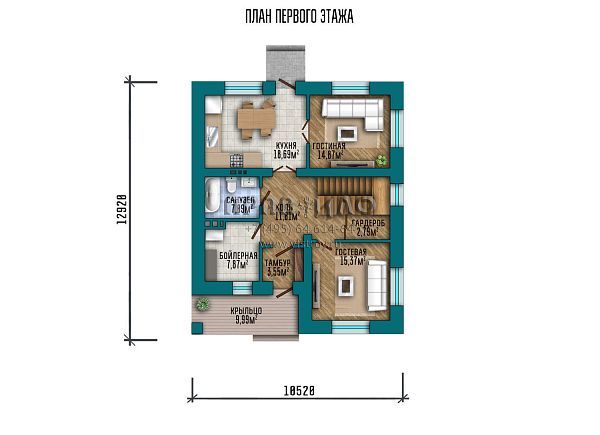 Проект компактного двухэтажного дома с террасой и балконом S2-172 (110-172-2)