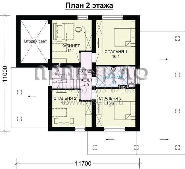 Загородный дом с навесом для автомобилей S7-174 (3-38b)