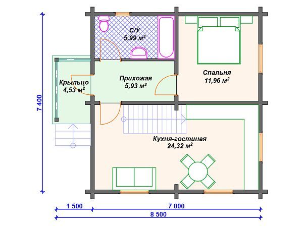 Проект комбинированного дома с мансардой S4-254 (А-004)