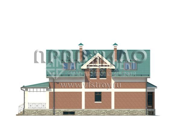 Проект кирпичного загородного дома с мансардой для узкого участка S7-209 (2-13)