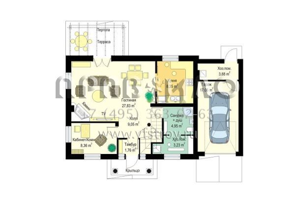 Проект дома с пристроенным гаражом S8-157-2 (Сказочный 3)