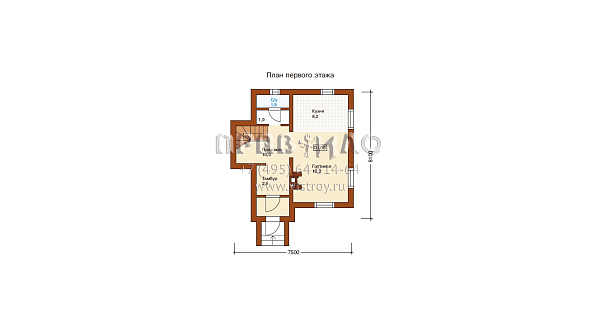 Проект небольшого кирпичного дома F-093-1K